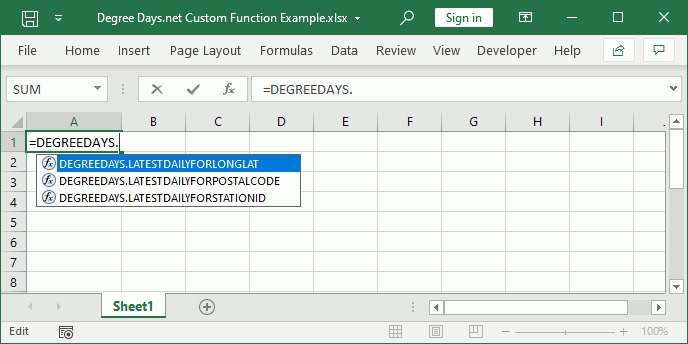 Access the Degree  API from a Microsoft Excel Add-in